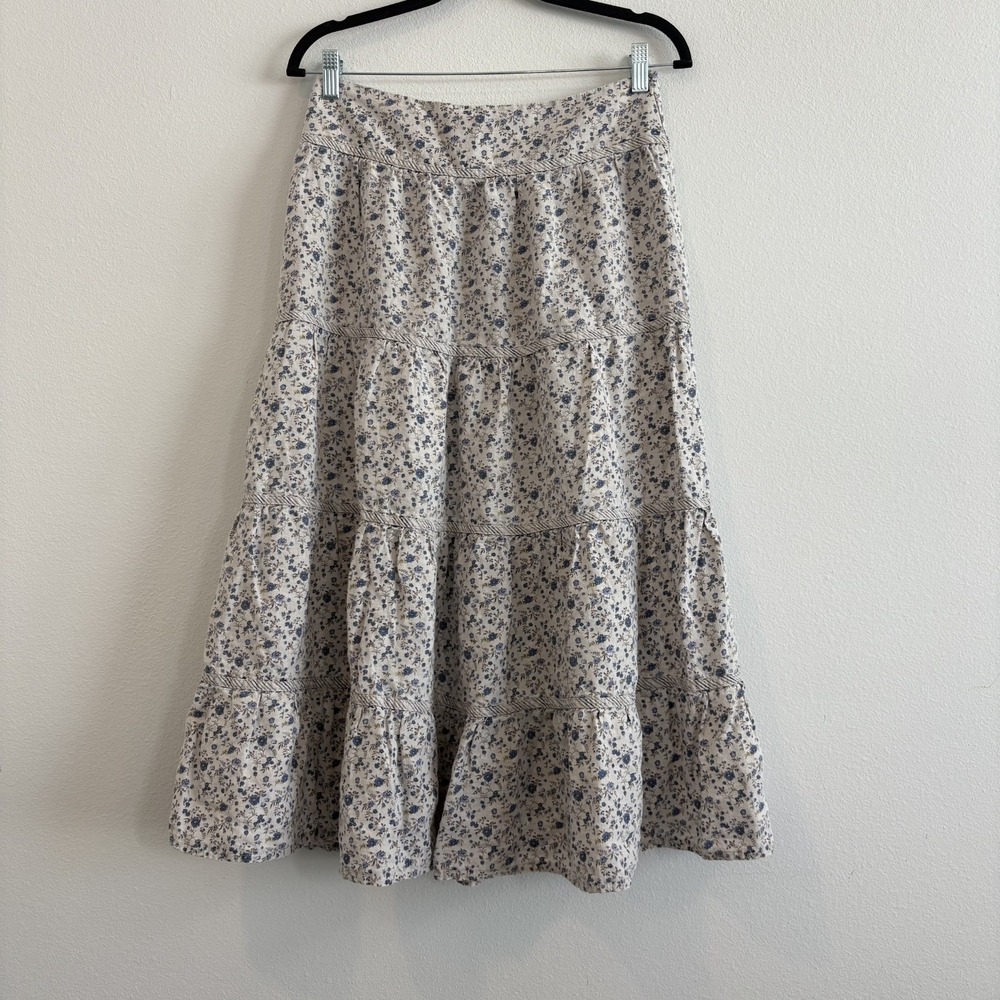 Mango Skirt Women 4 Floral Tiered Maxi‎ Cottagecore Romantic Femme Zip
